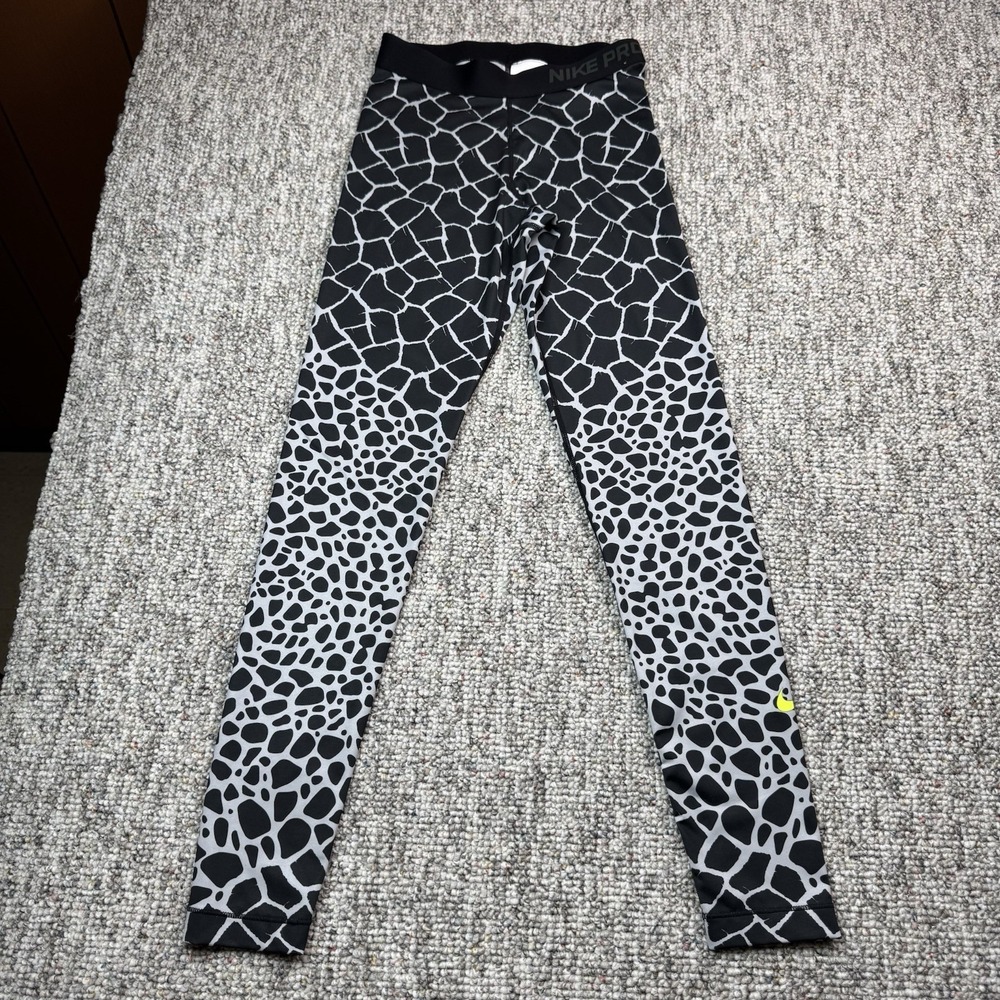 Nike Pro Leggings Womens Small Engineered Giraffe Black Gray 683555-012